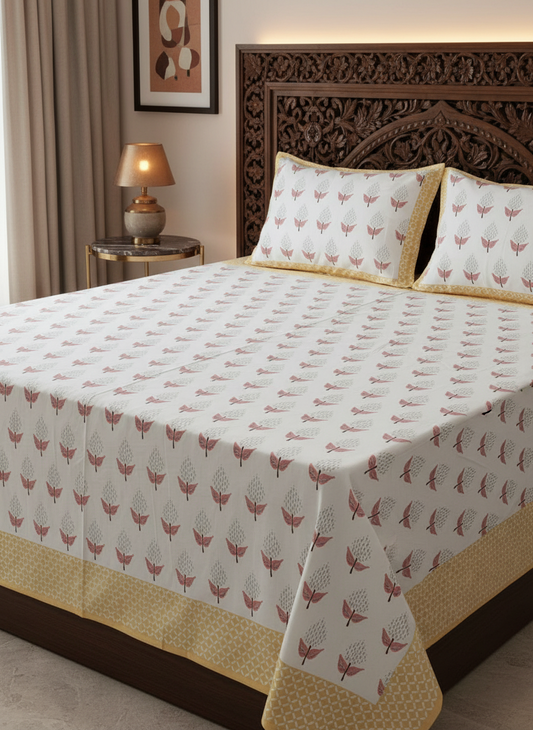Manjari - The Bud Bedsheet | Everyday Cotton | Yellow