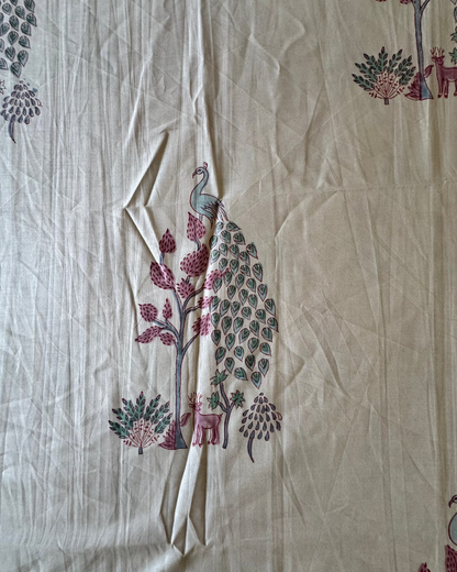Mayur - Percale Cotton Bedsheet | Hand Block | Blue