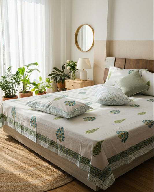 Mayur - Everyday Cotton Bedsheet | Hand Block