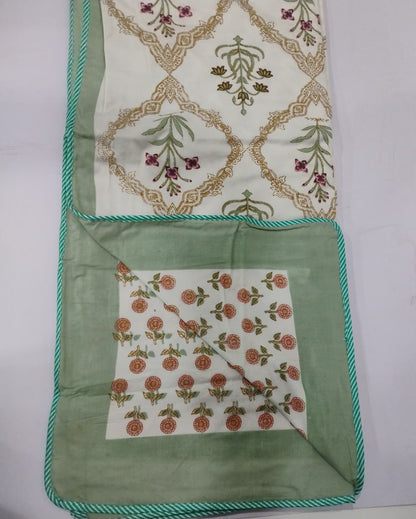 Mehek green reversible mulmul cotton dohar – front view
