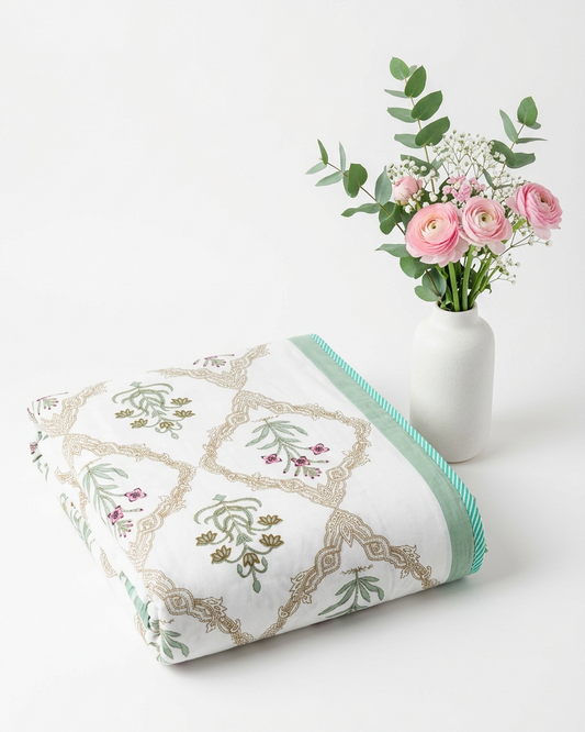 Mehek - Reversible Cotton Mulmul Dohar | Green