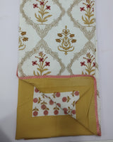 Mehek yellow reversible mulmul cotton dohar – styled view