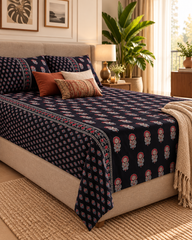 Mehfil - Everyday Cotton Bedsheet | Navy Blue