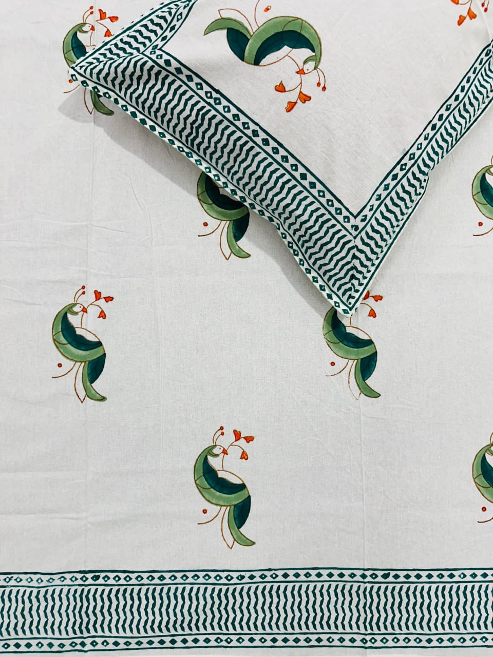Morni - The Peacock Bedsheet | Hand Block | Soft Fine Cotton