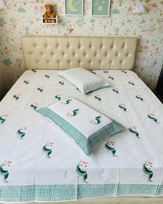 Morni hand block Soft Fine Cotton kids bedsheet – front view