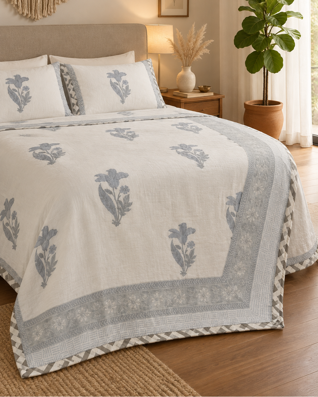 Mridula -  Premium Muslin Cotton Dohar | Blue