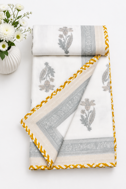 Mridula -  Premium Muslin Cotton Dohar | Yellow