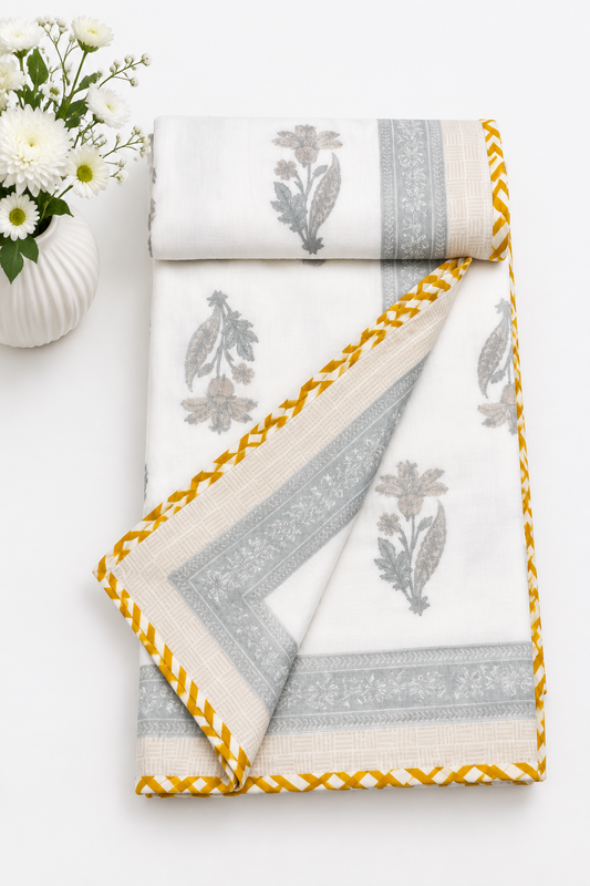 Mridula -  Premium Muslin Cotton Dohar | Yellow