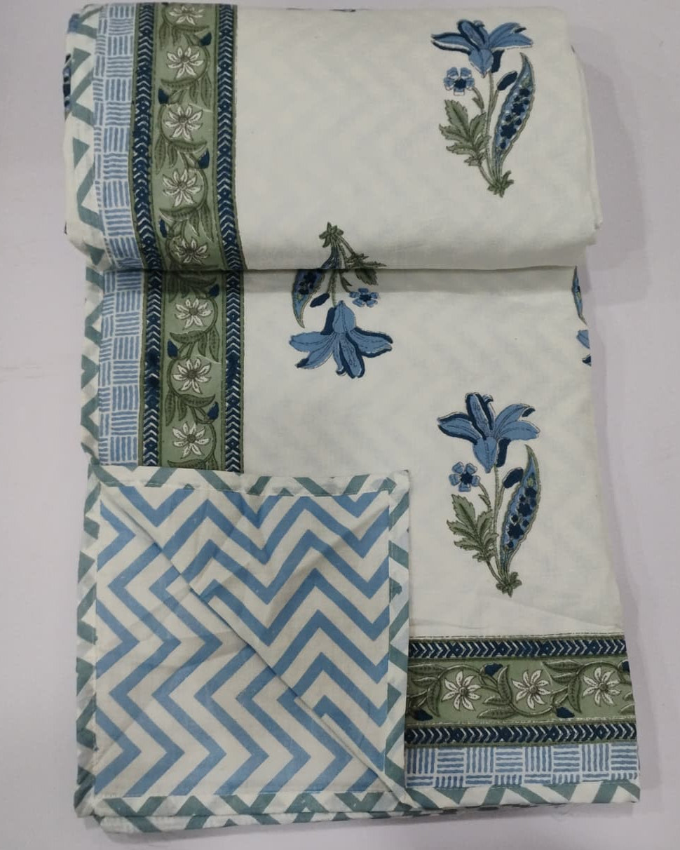 Mridula blue reversible mulmul cotton dohar – fabric detail