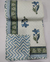 Mridula blue reversible mulmul cotton dohar – fabric detail