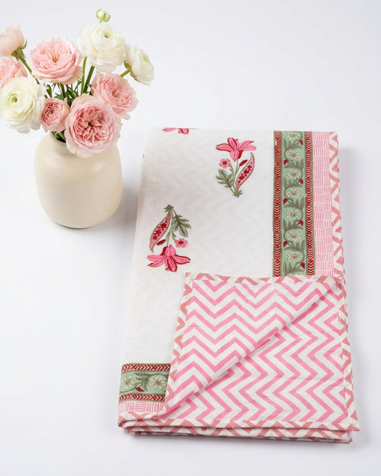Mridula -  Reversible Cotton Mulmul Dohar | Pink