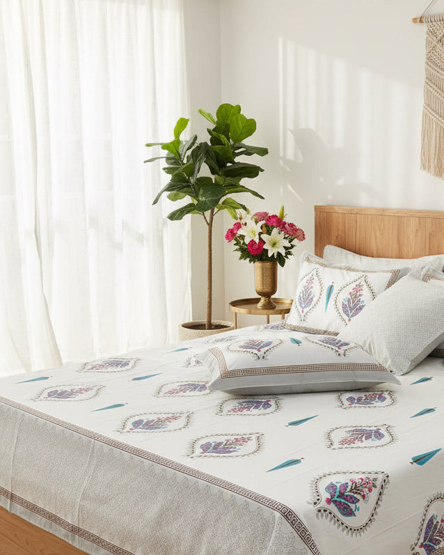 Mrigakshi - Everyday Cotton Bedsheet | Grey