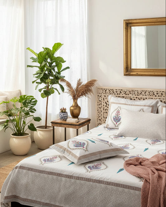 Mrigakshi - Everyday Cotton Bedsheet | Grey