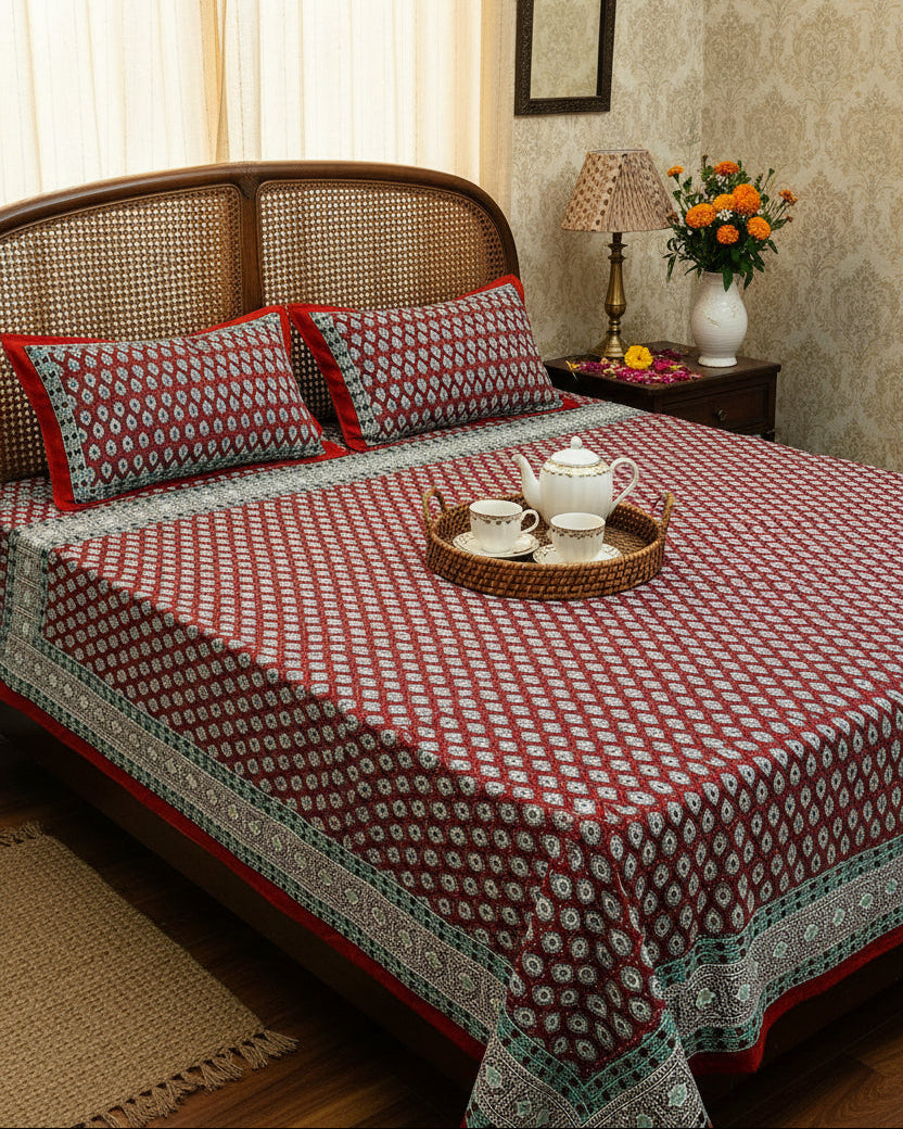 Naina - Everyday Cotton Bedsheet | Red