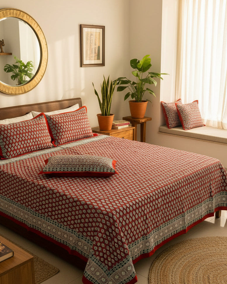 Naina - Everyday Cotton Bedsheet | Red