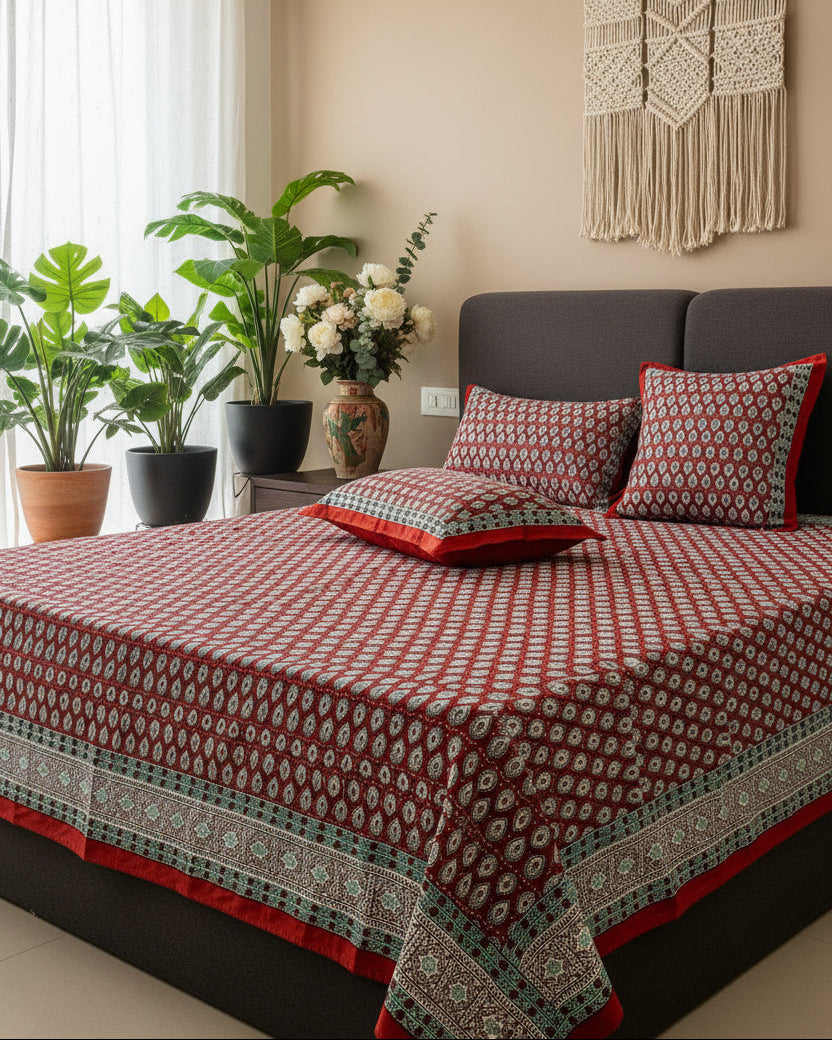 Naina - Everyday Cotton Bedsheet | Red