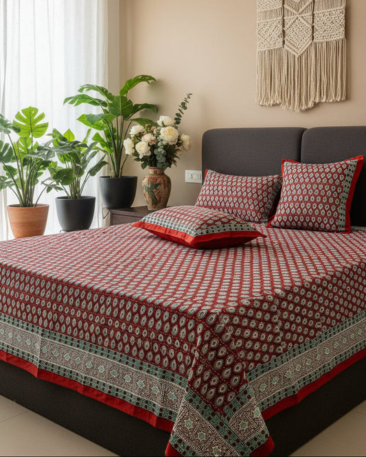 Naina - Everyday Cotton Bedsheet | Red