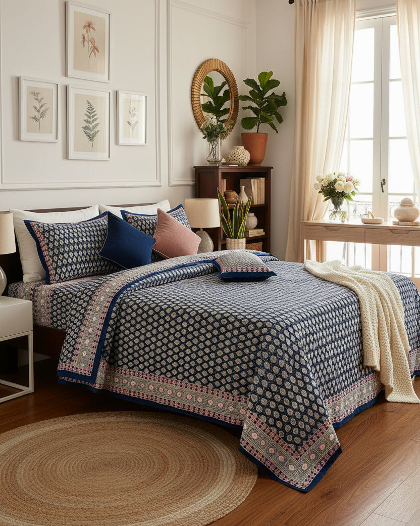Naina - Everyday Cotton Bedsheet | Blue