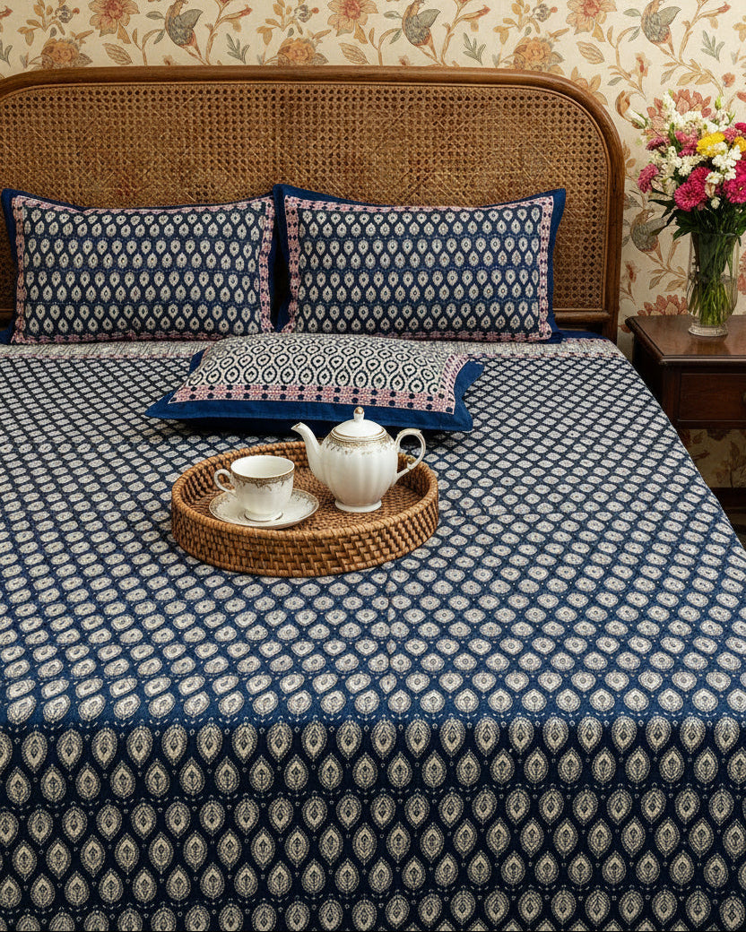 Naina - Everyday Cotton Bedsheet | Blue