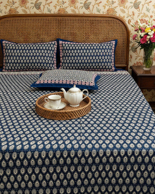 Naina - Everyday Cotton Bedsheet | Blue