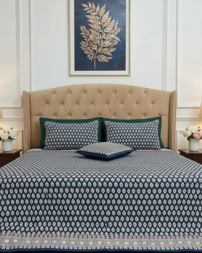 Naina blue Everyday Cotton bedsheet – pillow detail