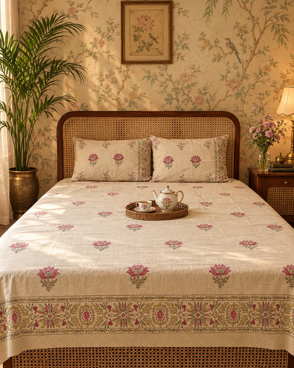 Nalini - Percale Cotton Bedsheet | Hand Block