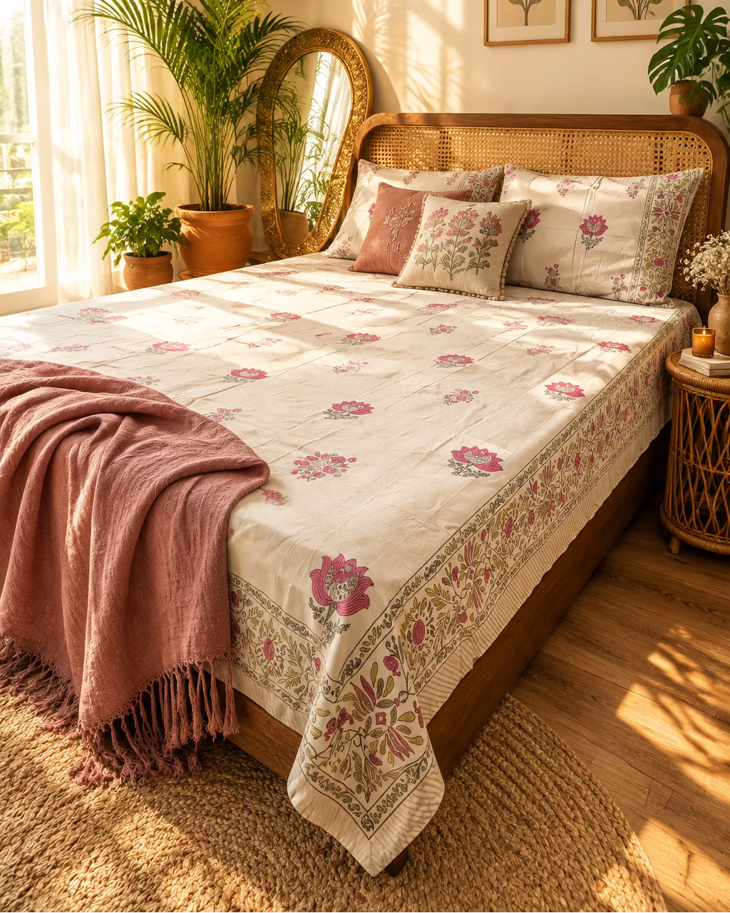 Nalini - Percale Cotton Bedsheet | Hand Block