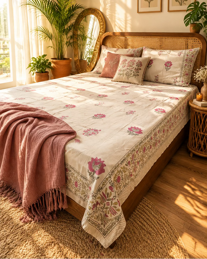Nalini - Percale Cotton Bedsheet | Hand Block