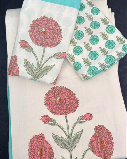 Nargis green botanical pure cotton bedsheet – folded view