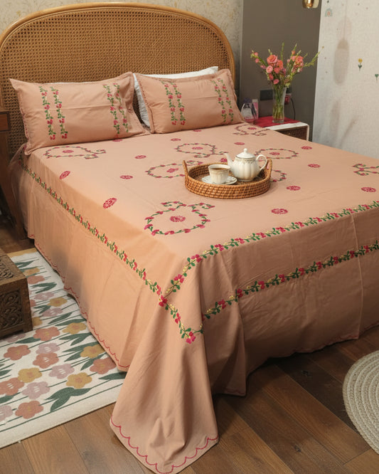 Nazaqat - Soft Fine Cotton Bedsheet | Hand Embroidered
