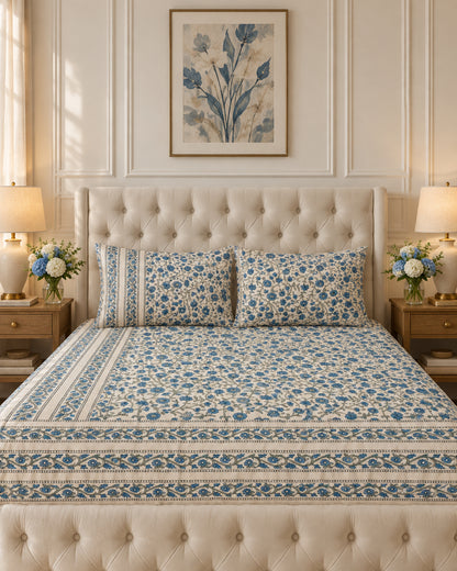 Neelam - Percale Cotton Bedsheet | Hand Block