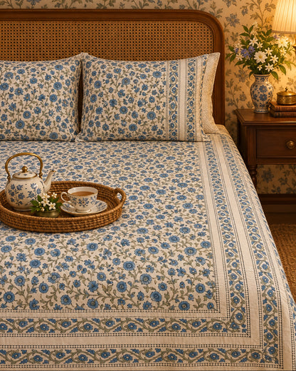 Neelam - Percale Cotton Bedsheet | Hand Block