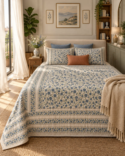 Neelam - Percale Cotton Bedsheet | Hand Block