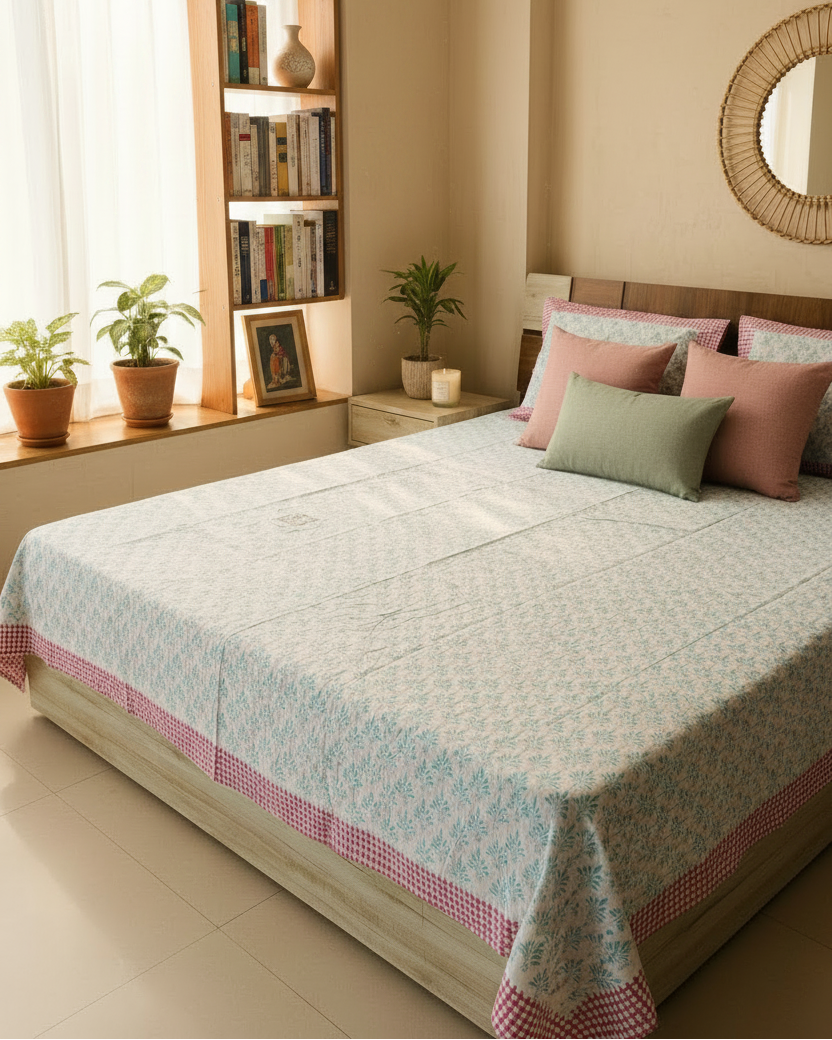 Neelima - Soft Fine Cotton Bedsheet | Hand Block