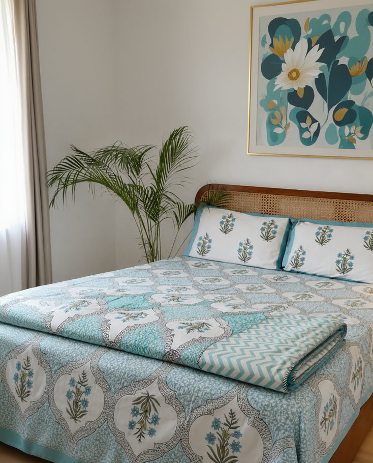 Neerja Dohar Bedsheet Bedding Set | Green