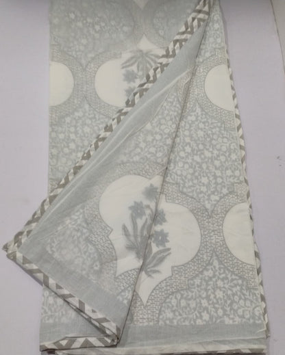 Neerja blue Muslin cotton dohar – pair of single front view