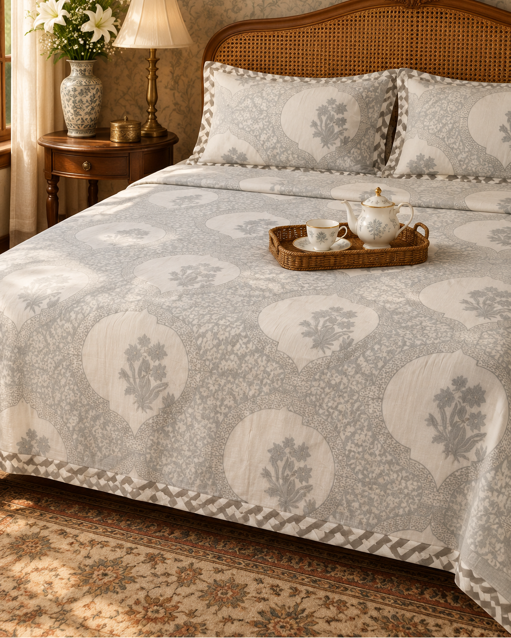 Neerja blue Muslin cotton dohar – styled view