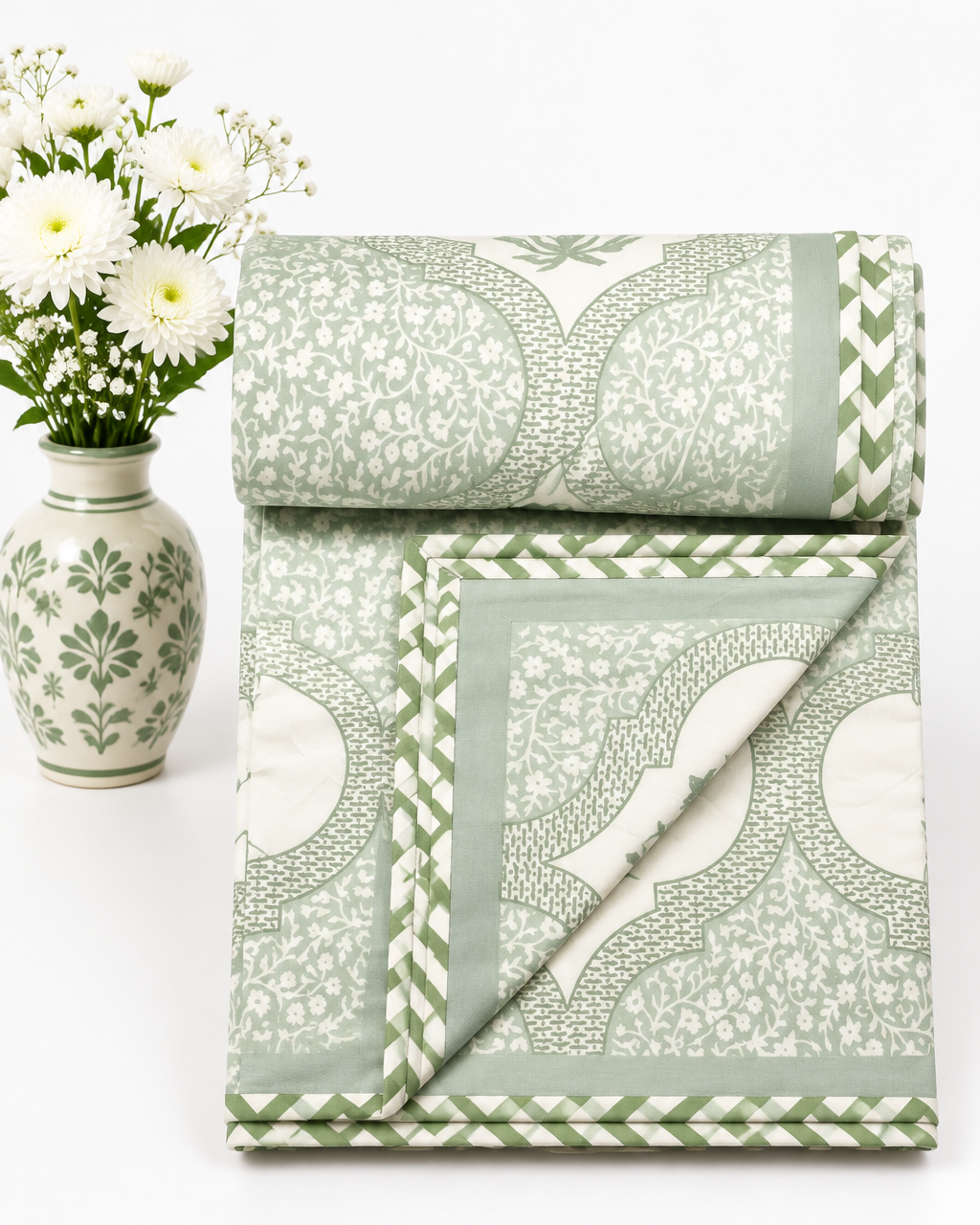 Neerja green Muslin cotton dohar – alternate view