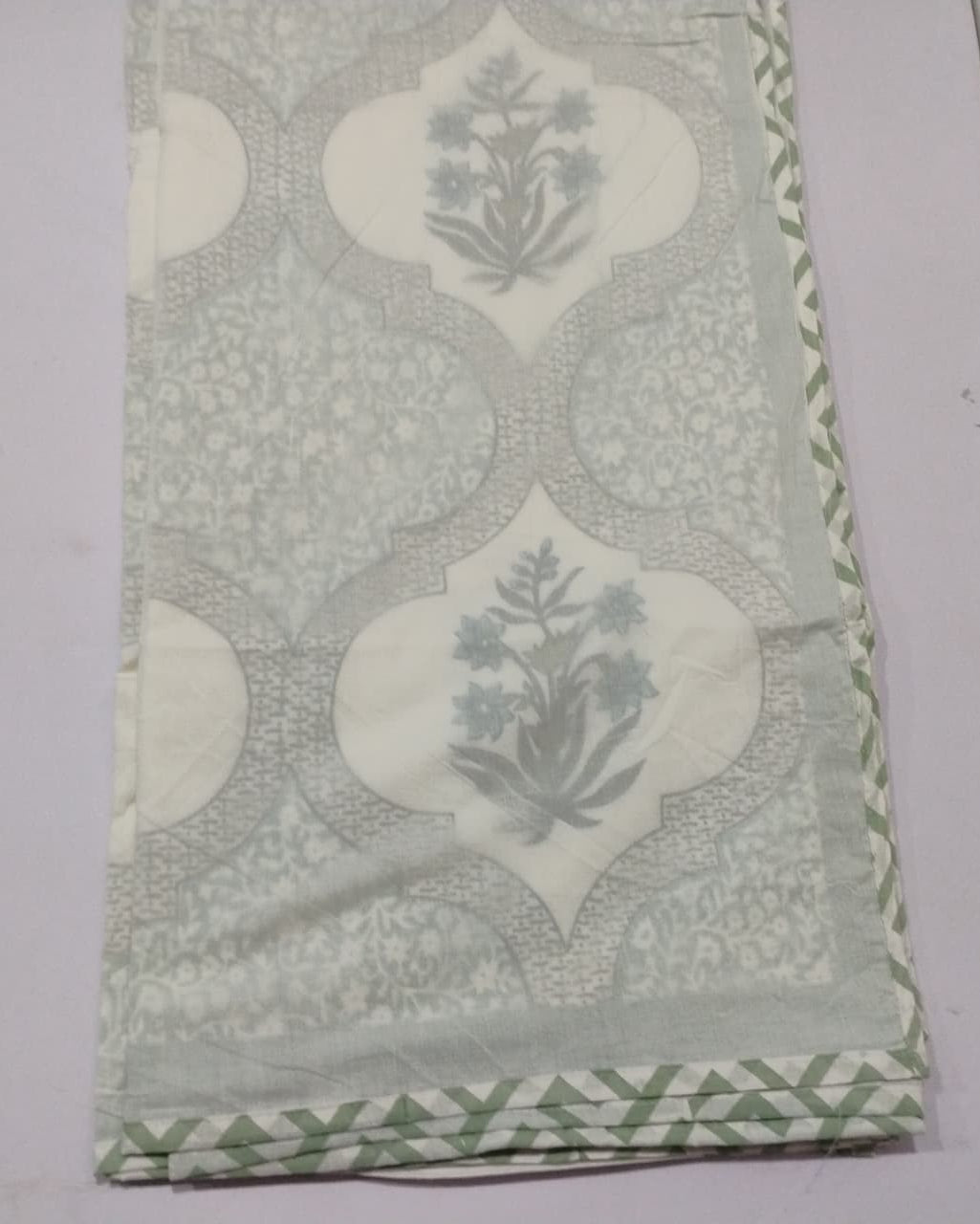 Neerja green Muslin cotton dohar – pair of single front view