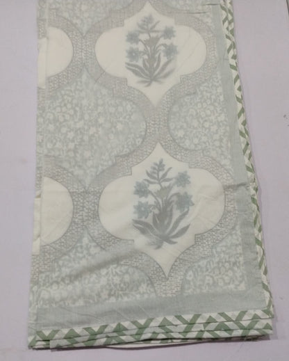 Neerja green Muslin cotton dohar – pair of single front view