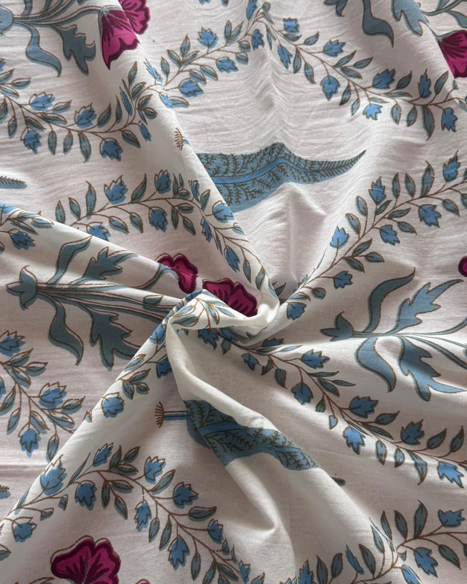 Nilaya blue Soft Fine Cotton bedsheet – fabric detail