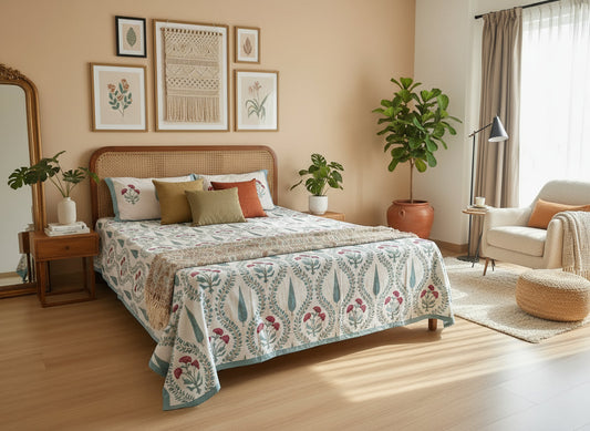 Nilaya - The Homecoming Bedsheet | Soft fine Cotton | Blue