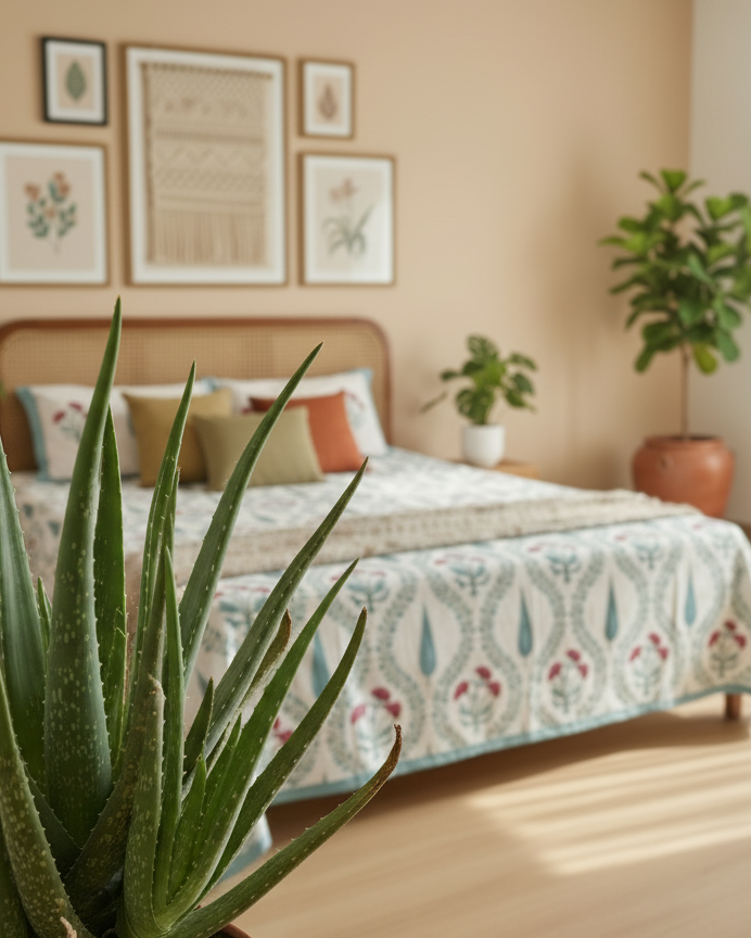 Nilaya blue Soft Fine Cotton bedsheet – close-up view