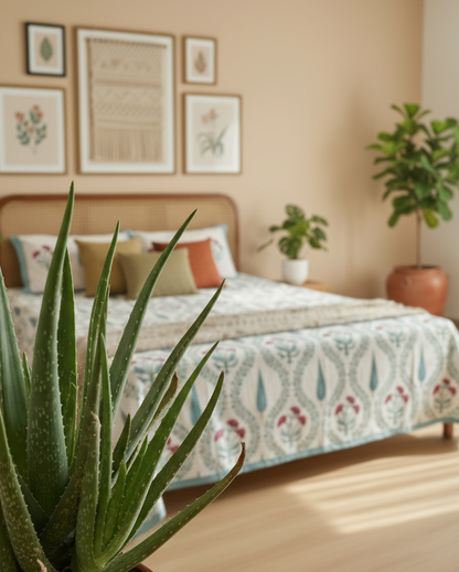 Nilaya blue Soft Fine Cotton bedsheet – close-up view
