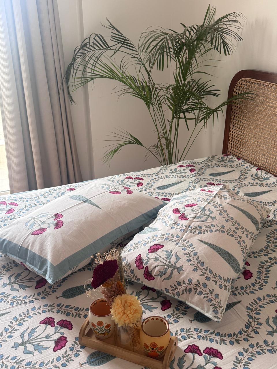 Nilaya - The Homecoming Bedsheet | Soft fine Cotton | Blue