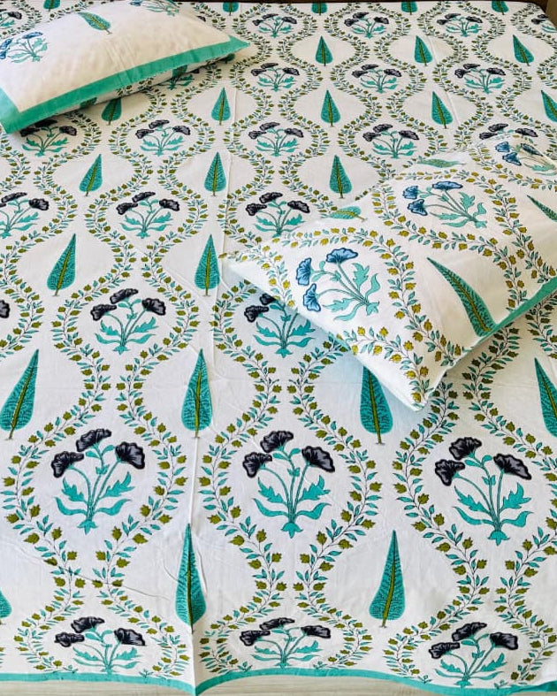 Nilaya - Soft Fine Cotton Bedsheet | Green