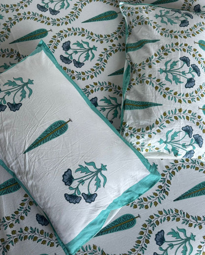 Nilaya green Soft Fine Cotton bedsheet – pillow cover detail