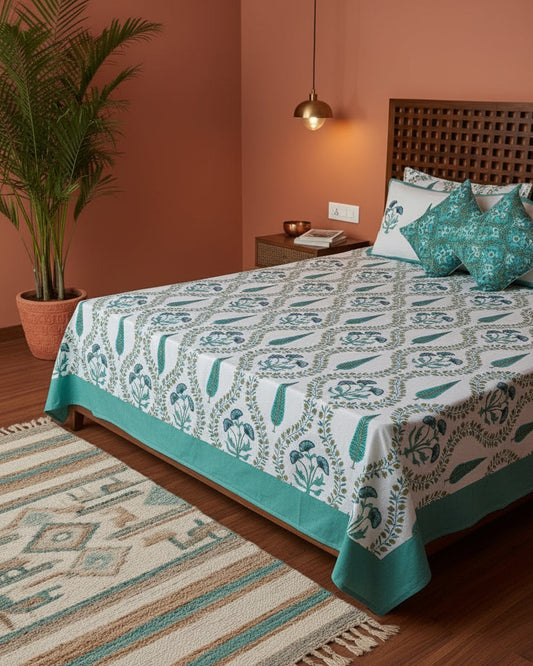 Nilaya - Soft Fine Cotton Bedsheet | Green