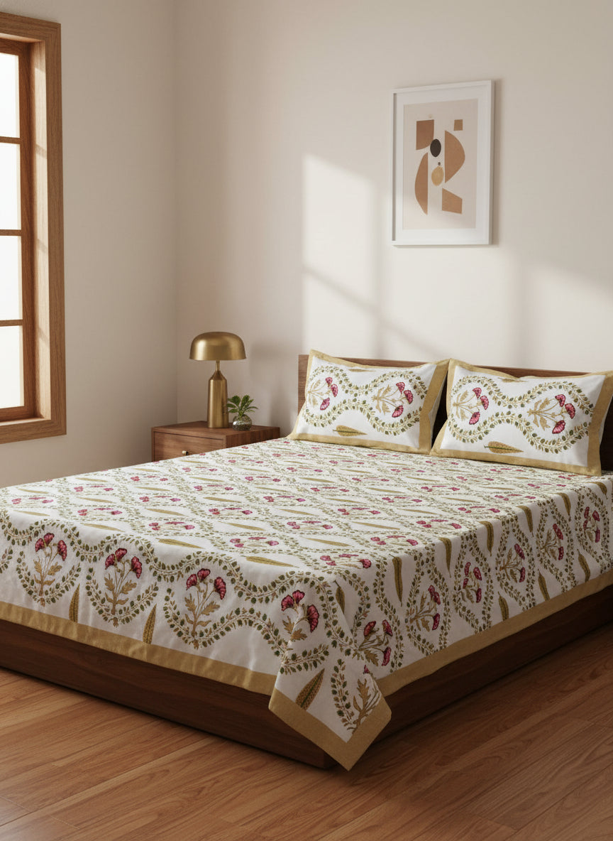 Nilaya - The Homecoming Bedsheet | Soft fine Cotton | Yellow