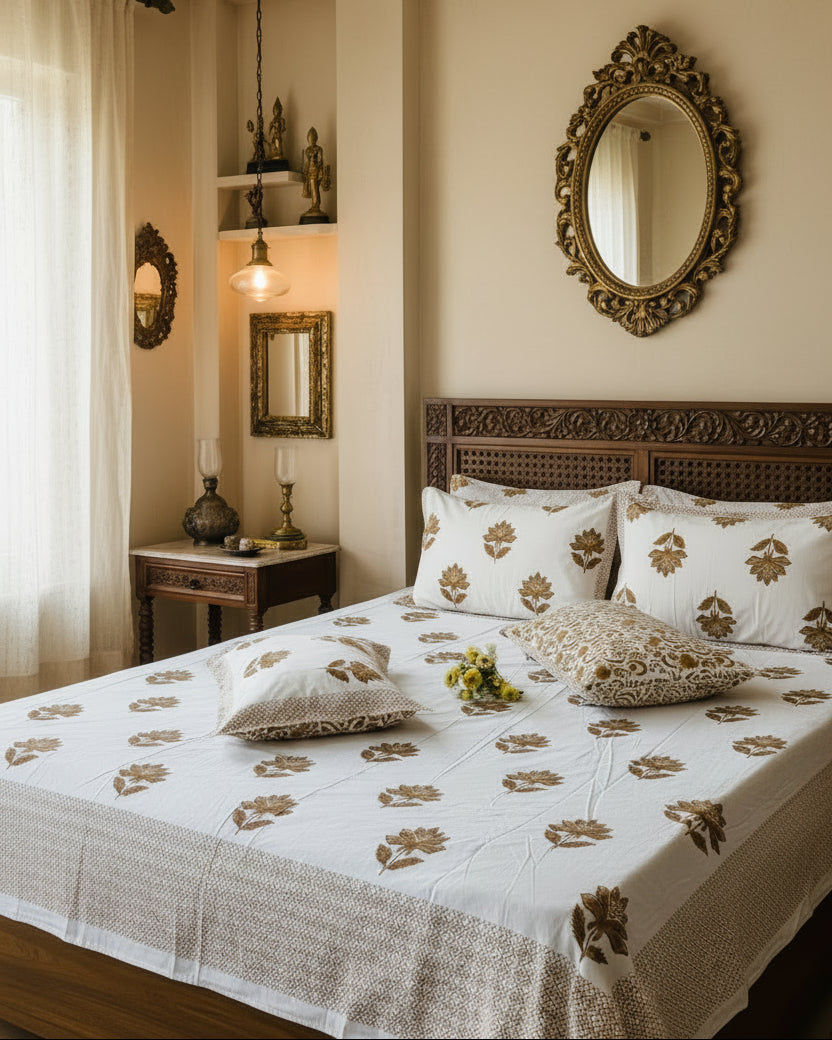 Noor - Percale Cotton Bedsheet | Brown